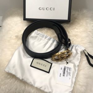 Brand new Gucci blk belt with gold hardware